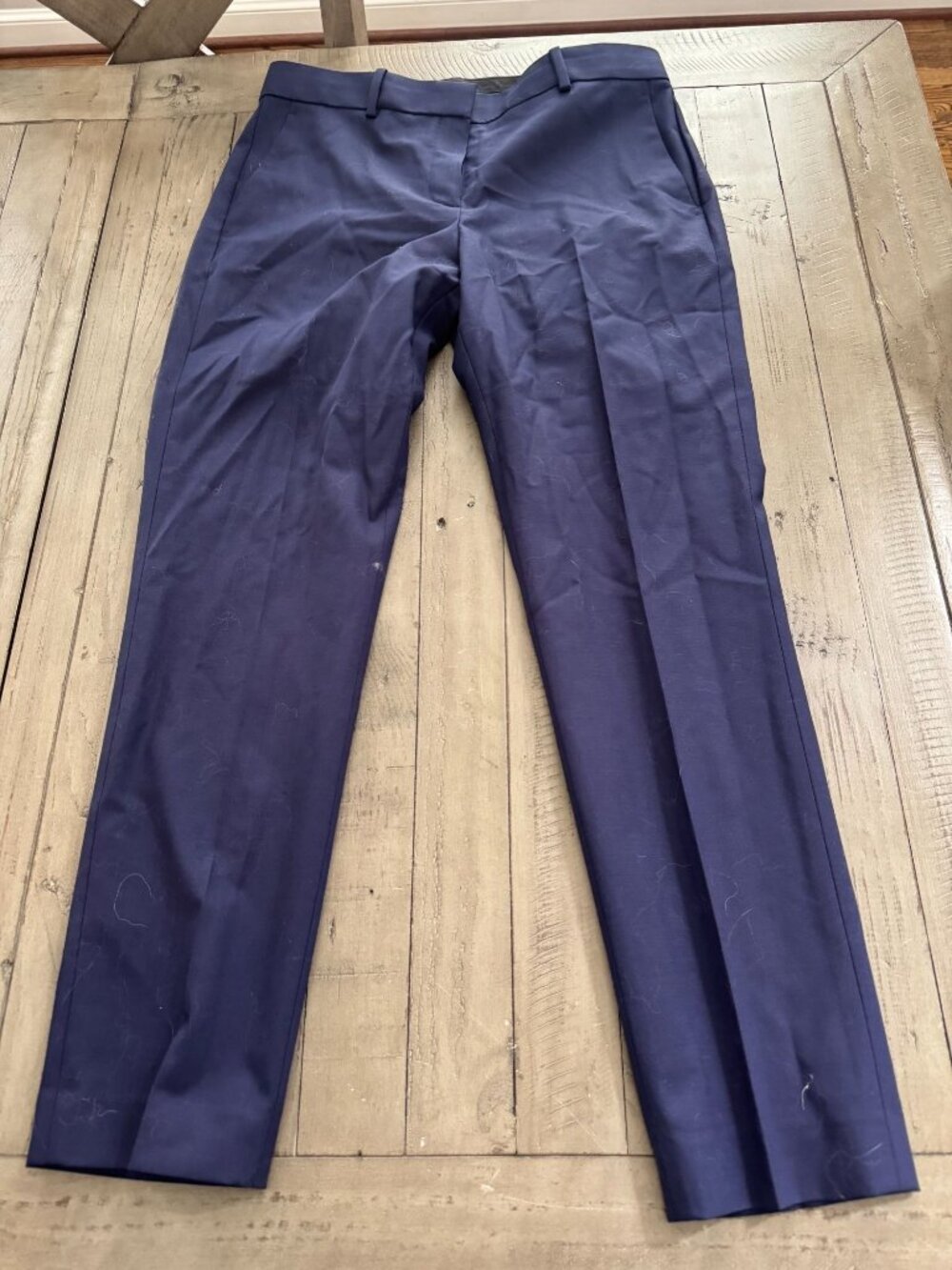 Theory Testra Stretch Wool Trouser Pants Navy Blue Size 4